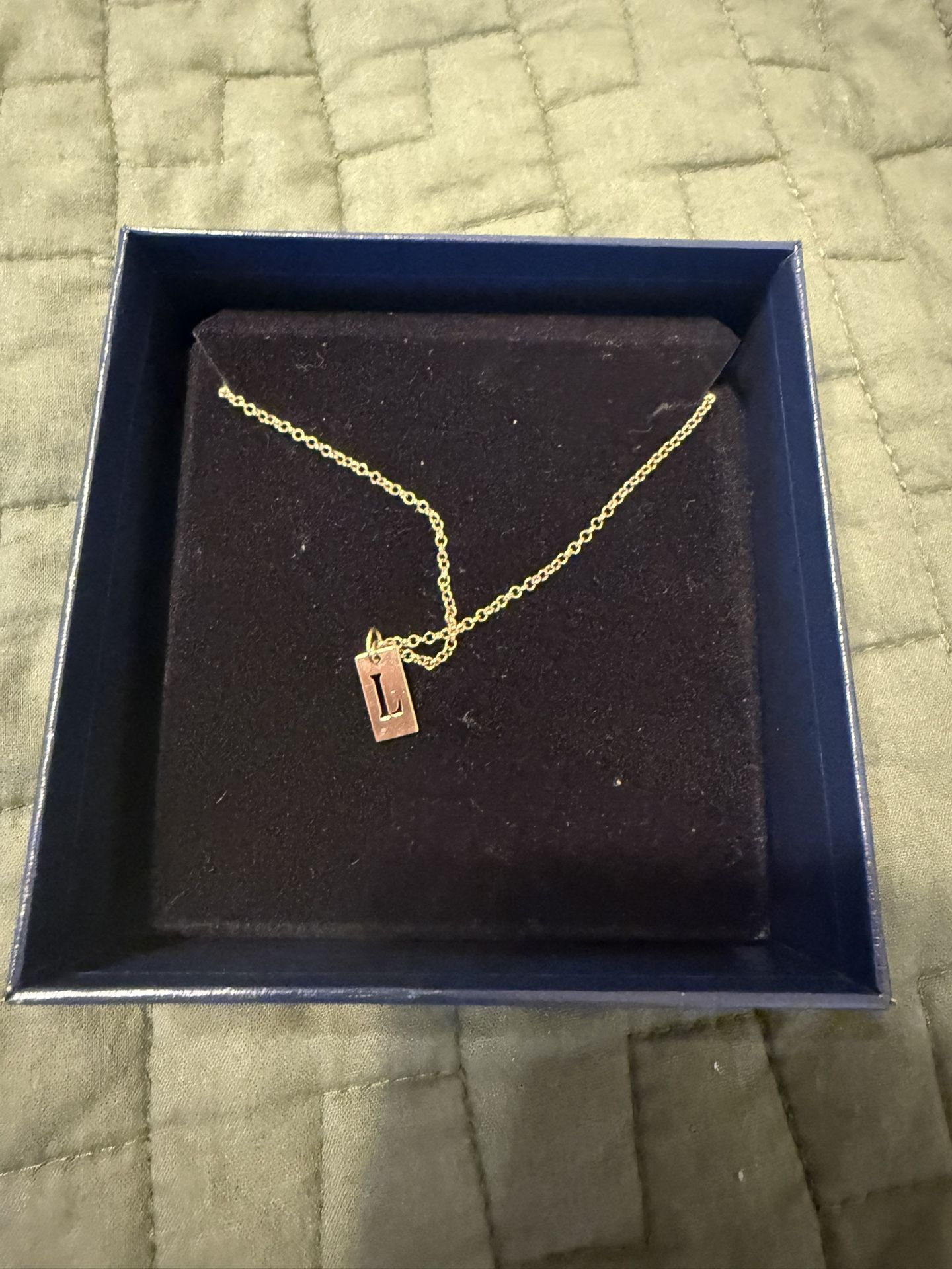 QVC 14K Rose Gold Plated Sterling L Initial Necklace New in box