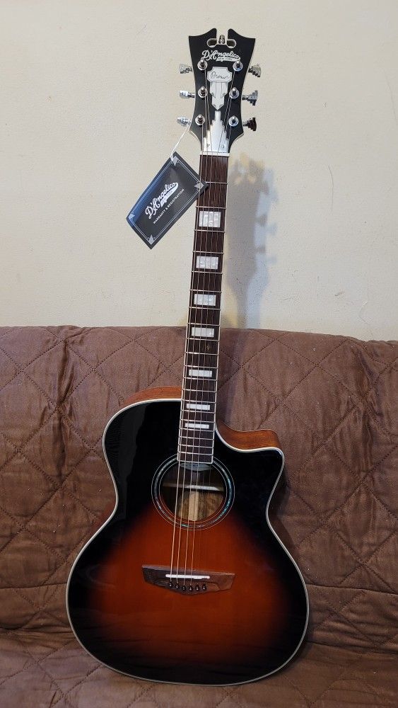 D'ANGELICO PREMIER 6 STRINGS ACOUSTIC ELECTRIC GUITAR MODEL DAPCSG200VSBCP DREINAUGH SUNBURST COLOR.