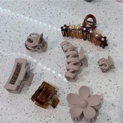 Brown & Beige Hair Accessories Set - 7 Pc