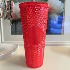 Starbucks 2019 Hot Pink Studded Bling Iridescent Tumbler 24oz.