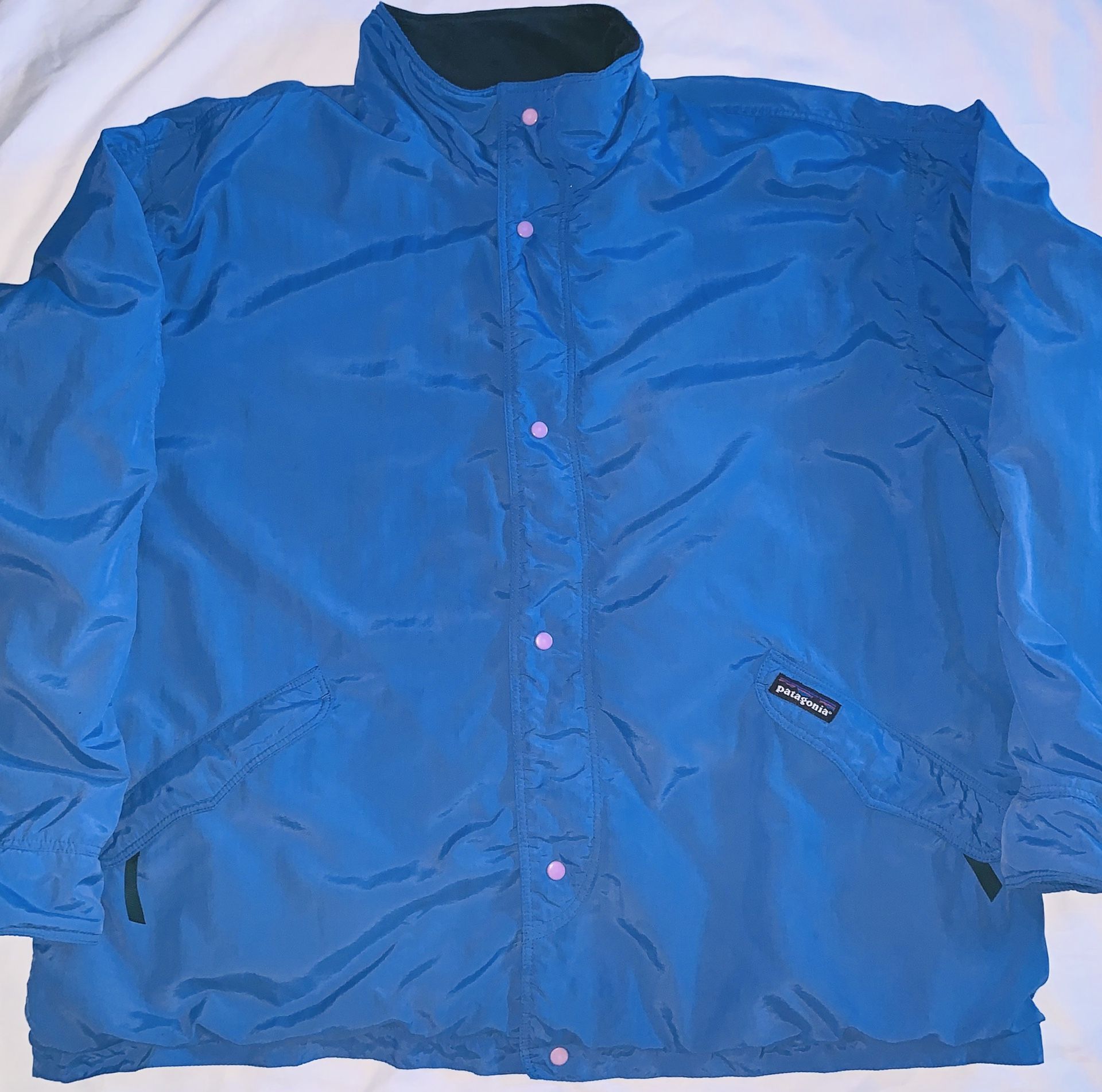 Vintage Patagonia Made In USA Blue Jacket Mens XLarge 90s Fleece Lined Overcoat