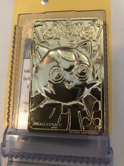 1999 Nintendo Pokemon 24k Gold Plated JigglyPuff Metal Card With A Plastic Case and Authenticity