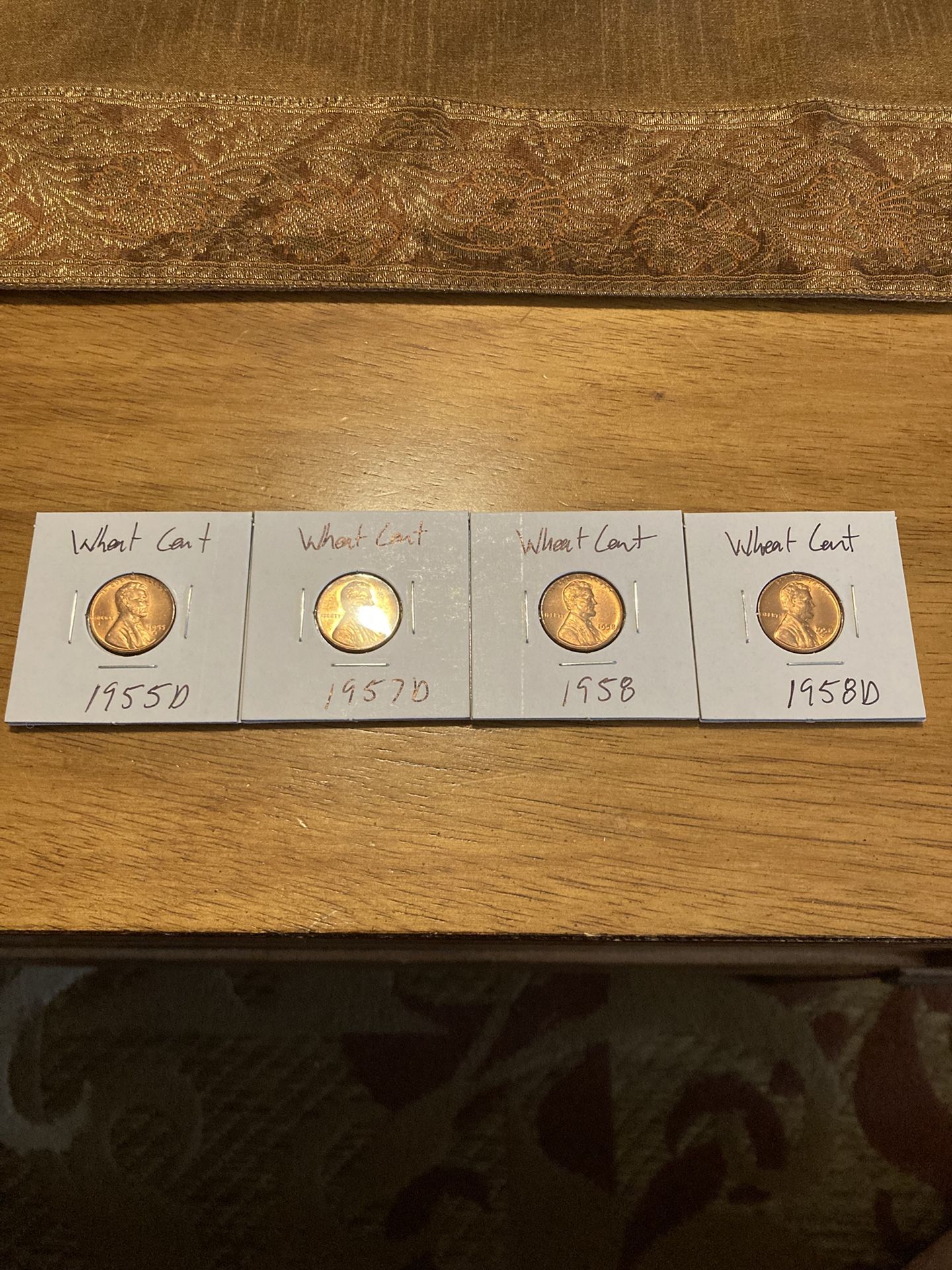 1955D, 1957D, 1958, 1958D Wheat Cents