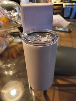 White Stainless Steel Tumbler with Clear Lid