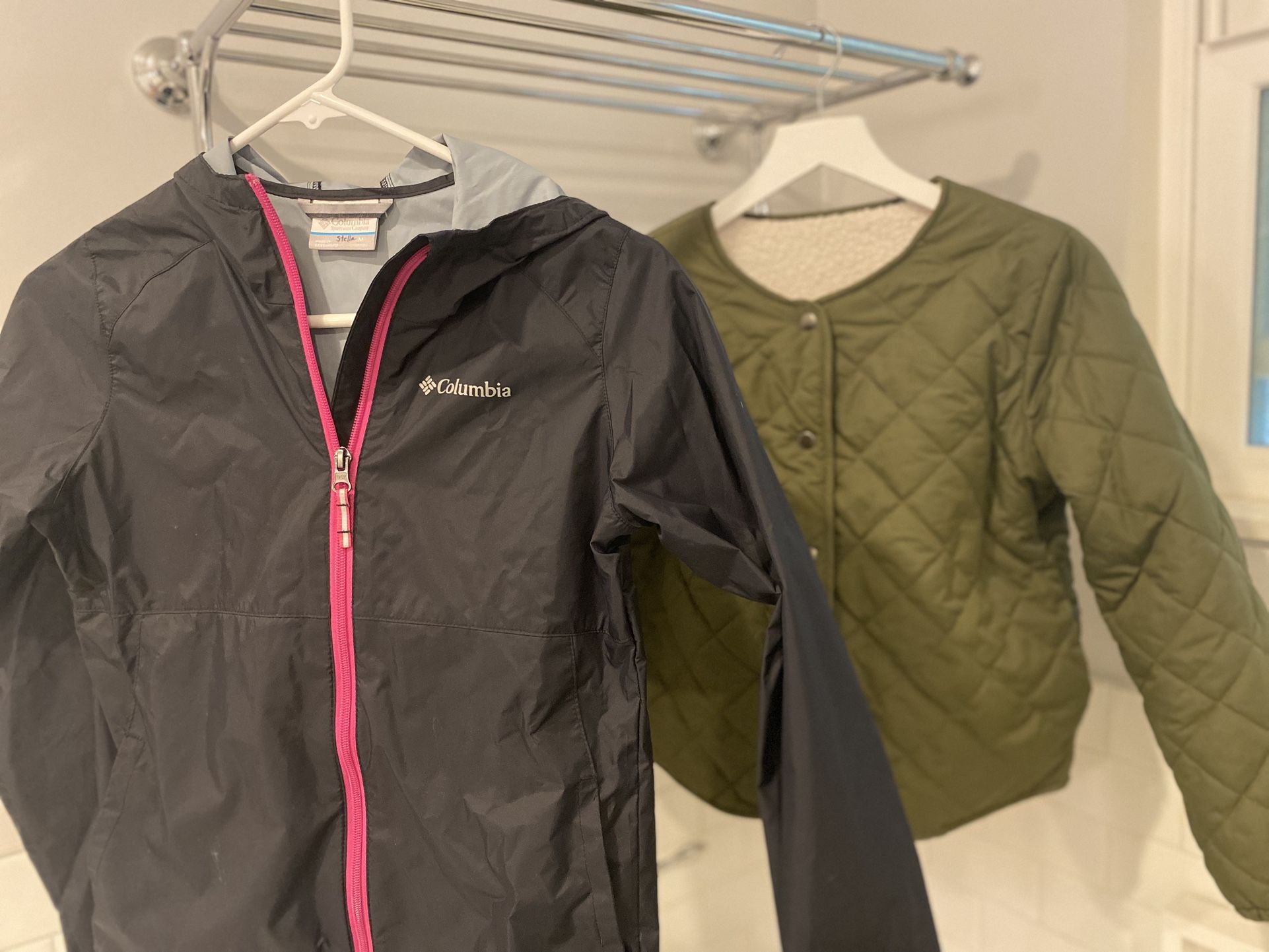 Girls Columbia Rain Jacket & Quilted Reversible Jacket