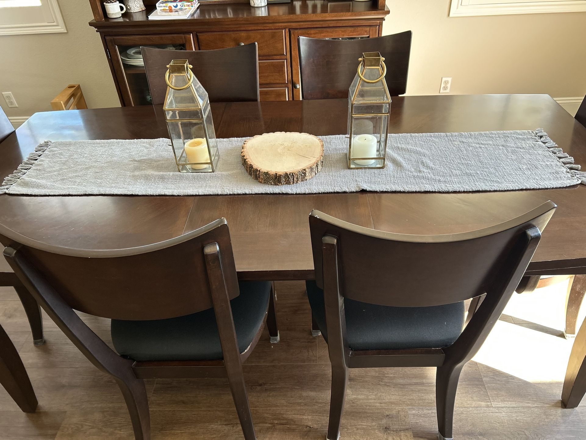 Dining room table with six chairs