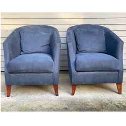 Pair of Kravet Upholstered Horseshoe Chairs 