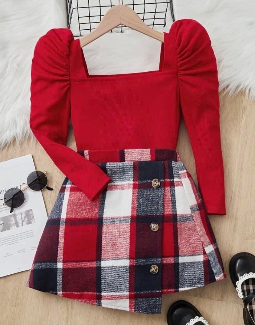 Girls Shirt And Skirt Set