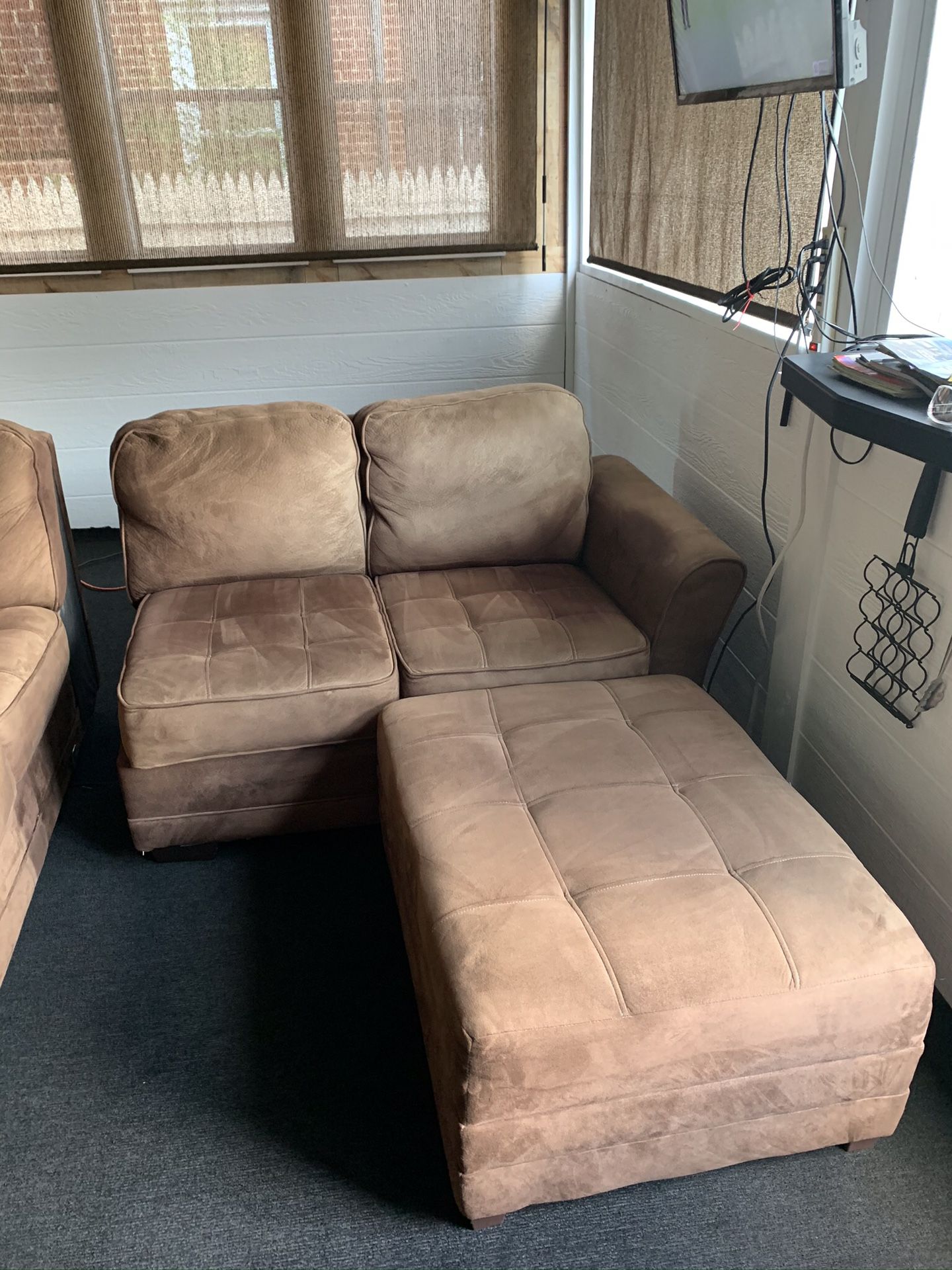 L shape couch and ottoman