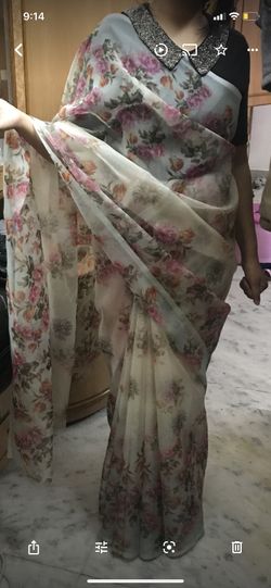 New  Organza Saree With Blouse 