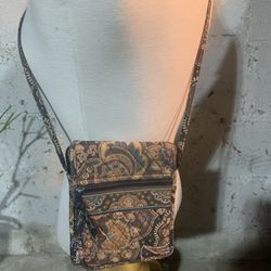 Vintage 90s Vera Bradley Kensington Brown Crossbody Shoulder Purse Flap