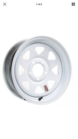 TRAILER WHEEL WHITE RIM 15 X 5 SPOKE STYLE 5 LUG ON 5