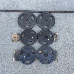 90 lbs Weight Plates and 5 ft Barbell