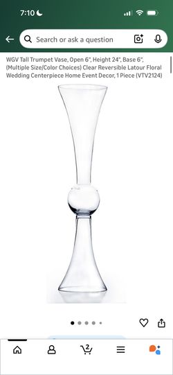 2pc Tall Trumpet Vase 