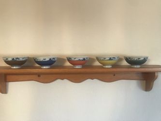 Brand new beautiful hand painted vintage set of 5 soup bowls