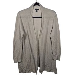 Eileen Fisher Sweater Womens Medium Linen Open Front Cardigan Beach Travel