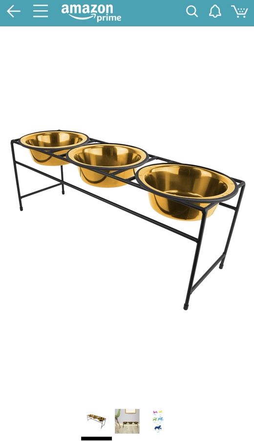 Beautiful Triple 24K elevated dog bowls