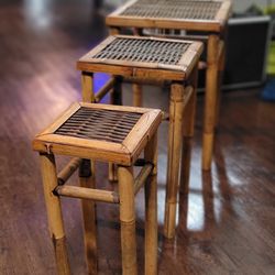3 Bamboo Mini Tables/Stools