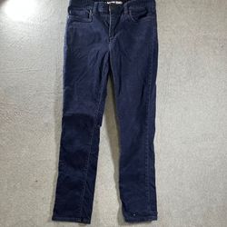 Lands’ End Women’s Corduroy Pants Mid Rise Straight Dark Navy Blue Size 4