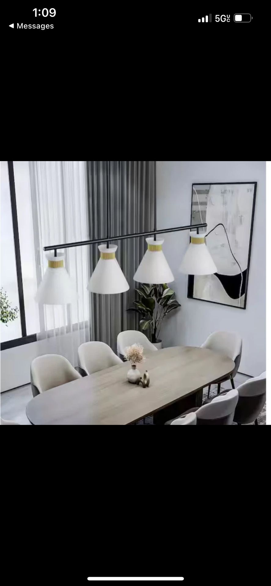 KAISITE 60-Watt 4-Light Black & Gold Shaded Island Light w/Frosted Glass Shades