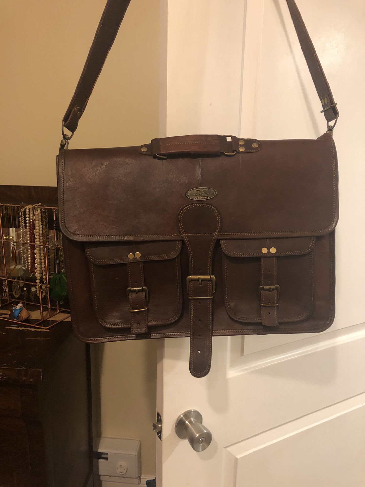 Leather messenger bag, vintage &leather