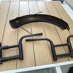 Stock e-bike handlebars and rear fender