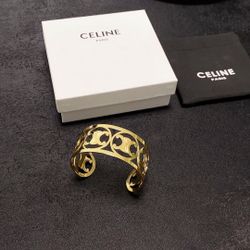 Celine Arc De Triomphe Hollow Wide Bracelet