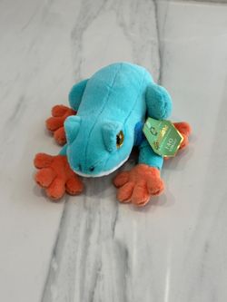 FAO Schwarz Blue Frog Plushie With Original Tag