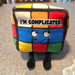 Punchkins Rubik's Cube Plush Toy Multicolor 7" x 5.9" Stuffed "I'm Complicated!"