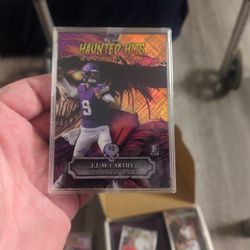 Wild Card Haunted Hits 2024 JJ This JJ McCarthy Haunted Hits Scarecrow Card Is It Rated Rookie I Must Have For You McCarthy 1/2 Scarecrow Rated Rookie