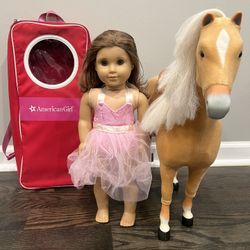 American Girl Doll, Backpack And Horse