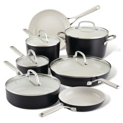 KitchenAid 12-piece Hard Anodized Ceramic Non-Stick Cookware Set Black