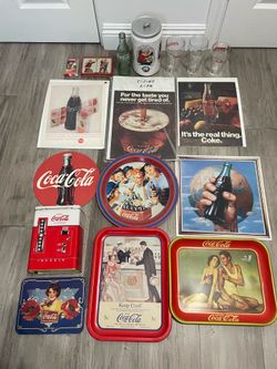 Coca-Cola Collectibles Lot – Trays, Cookie Jar, Glasses, Bottle & More