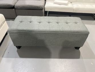 M-New 47 Inches Ottoman with Storage, Storage Bench with Legs, Ottomans for Living Room, Entryway, Adjustable & Movable, Easy Assembly, Linen Fabric L