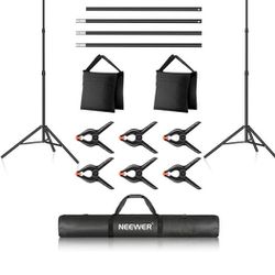Neewer Photo Studio Backdrop Support System, 10ft/3m Wide 6.6ft/2m High Adjustable Background Stand with 4 Crossbars, 6 Backdrop Clamps, 2 Sandbags, a