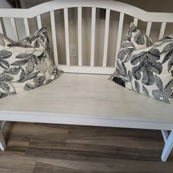 White bench with storage