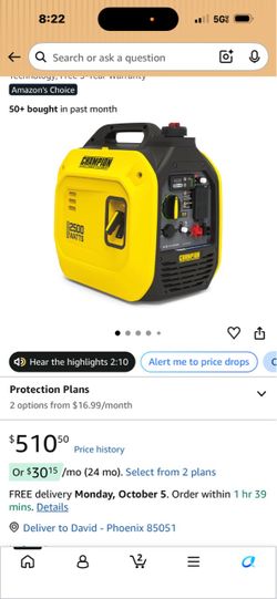 Champion 2500w gas generator and power inverter
