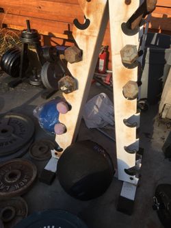 Dumbbell rack and 50lbs of dumbbells