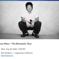 Bruno Mars - SoFi Stadium - Sept. 30th, 2026 - 2 TIX 
