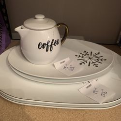 Brand, New Platters, And Tea Kettle. Everything For $25