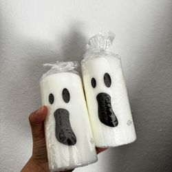 Pair Of Unscented Ghost Pillar Candles - IKEA KUSTFYR