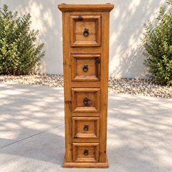 Rustic Mexican Pine 5-Drawer Tall Narrow Accent Chest – Solid Wood ($175 OBO)