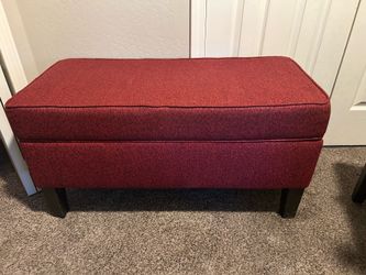 Red storage ottoman bench