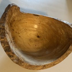 Hand-Turned Live-Edge Wood Bowl $20