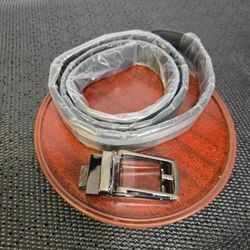 Black Leather Belt with Silver Buckle