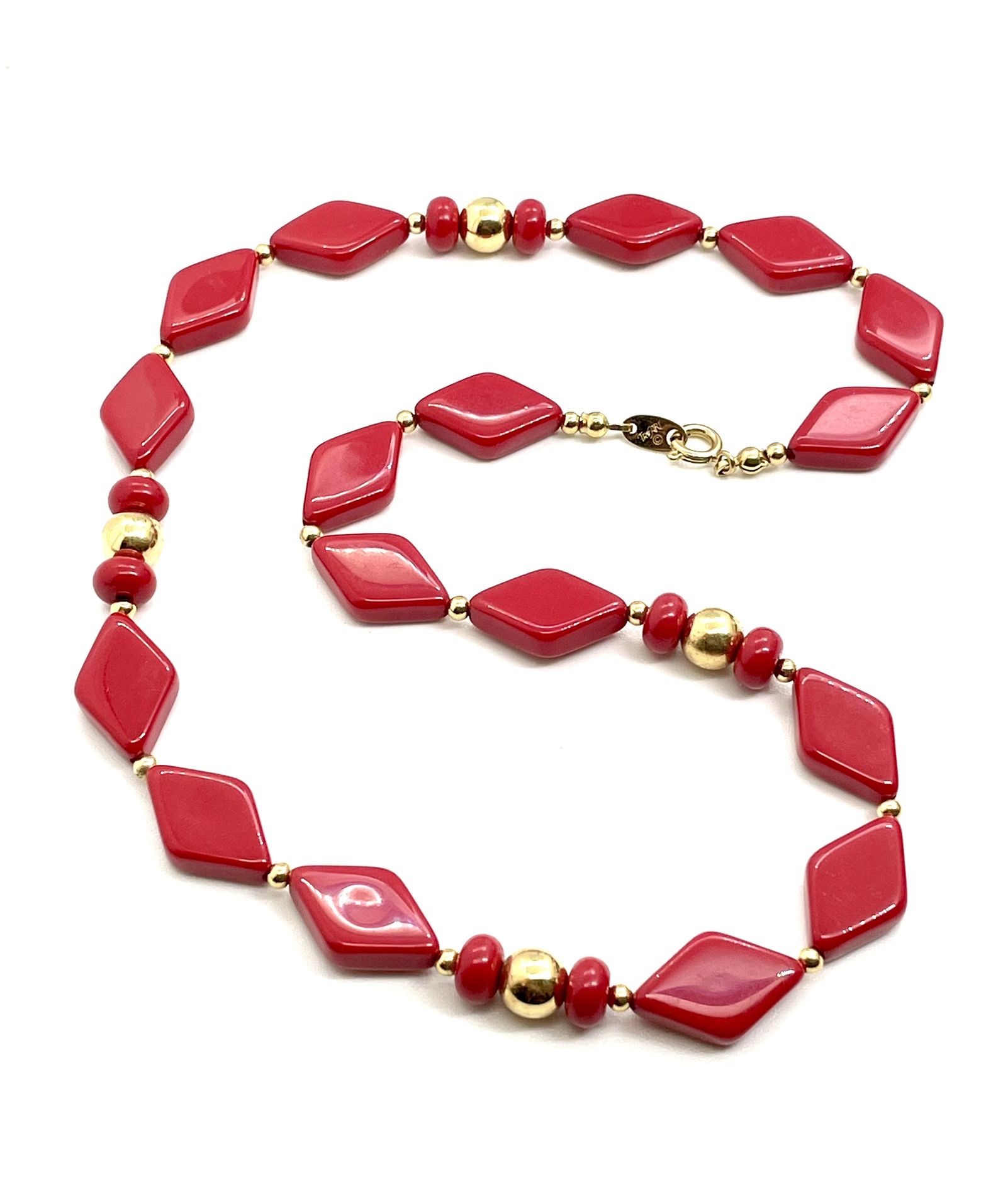 Trifari Red Beaded Necklace 