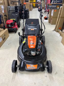 BRAND NEW Shop YARDMAX 24 in. 201cc Electric Start SELECT PACE 6 Speed CVT High Wheel RWD 3-in-1 Gas Walk Behind Self Propelled Lawn Mower