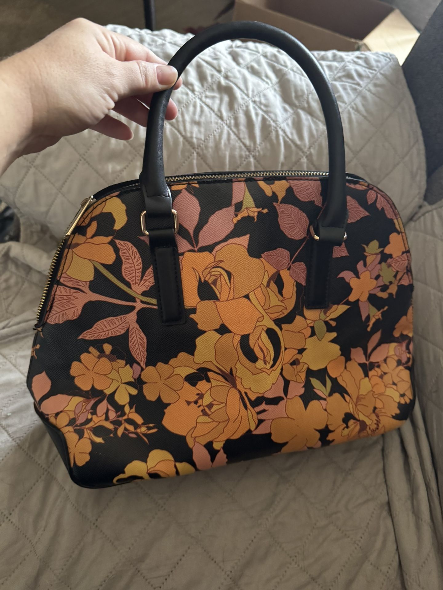Black Floral Purse