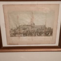 Rare!!1853 Lithograph Crystal Palace In N.Y.