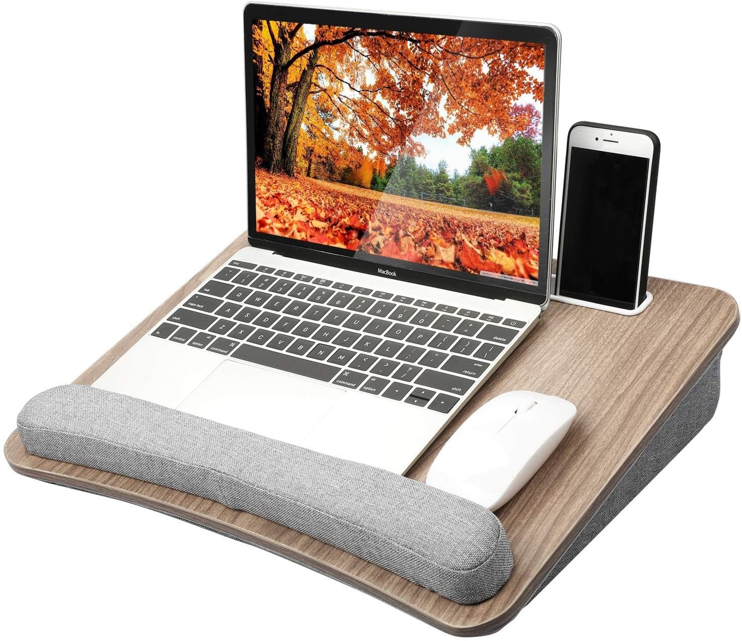 Lap Laptop Desk - Portable Lap Desk with Pillow Cushion, Fits up to 15.6 inch Laptop, with Anti-Slip Strip